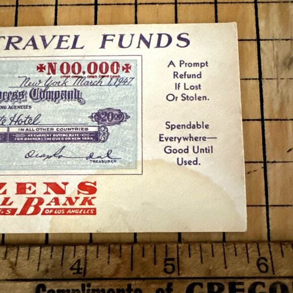 Citizen National Bank Los Angeles CA Early American Express Ink Blotter AMEX HTF - Picture 4 of 5